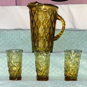 Anchor Hocking Gemstone Pitcher Honey Gold